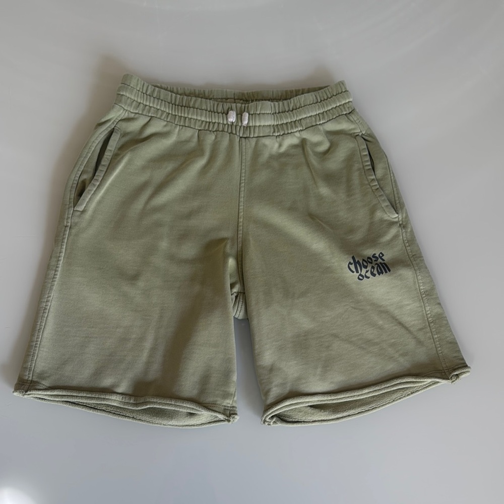 Zara Green Athletic Shorts Relaxed Fit Elastic Waistband